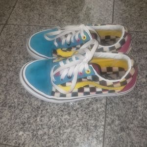 Girls multi colored vans size 4